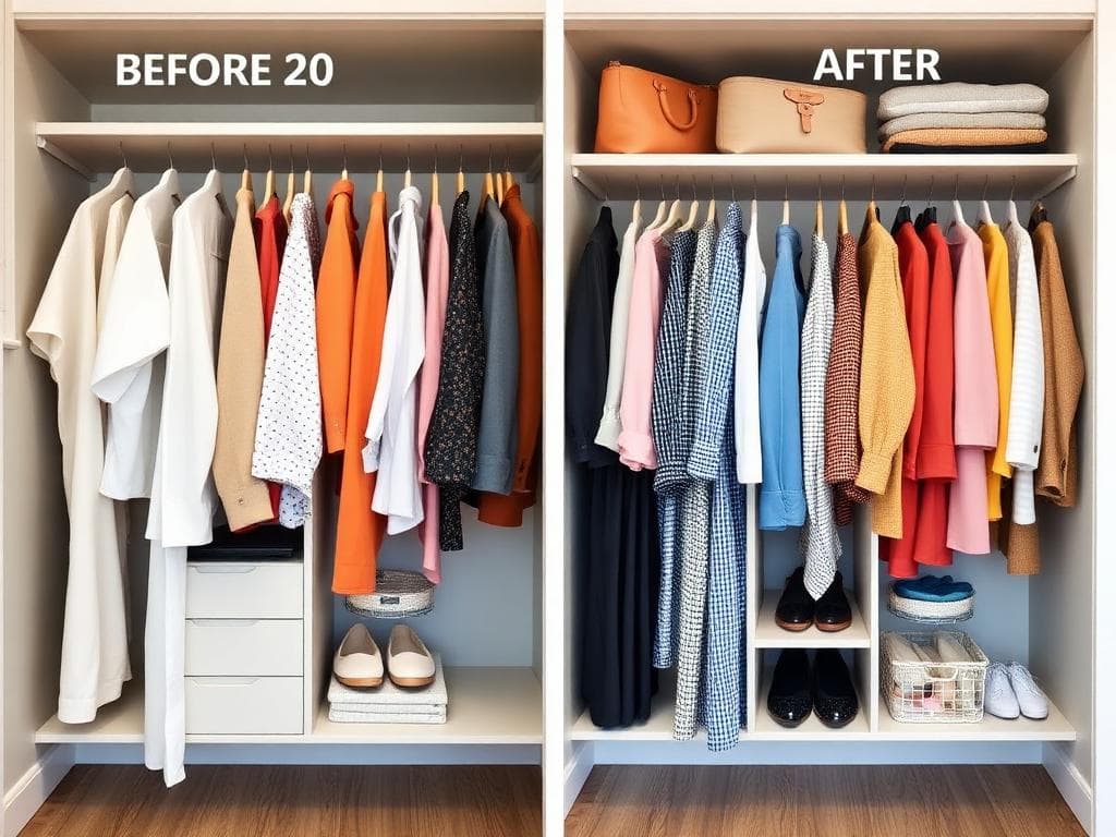 Organized wardrobe after virtual wardrobe audit in Singapore